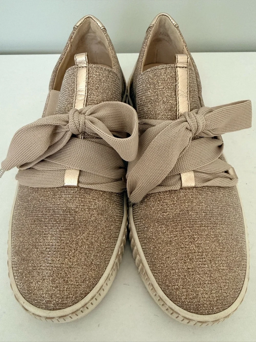 Gabor 63.333 Metallic Rose Gold Bow-Accent Slip-On Sneakers